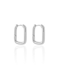 Brinco Argola Click Tubo Retangular 2.4 cm Ródio Branco