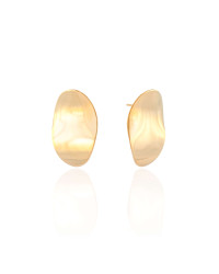 Brinco Oval Onda Lisa Banhado a Ouro 18K