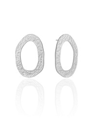 Brinco Oval Orgânico Vazado Ródio Branco