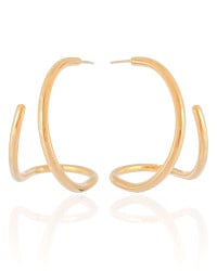 Brinco Meia Argola Fio Liso 4.2 cm Banhado a Ouro 18K