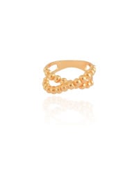 Anel Bolinhas em X Tamanho 15 Banhado a Ouro 18K