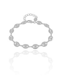 Pulseira Plaquinhas Lisas 7 mm Ródio Branco