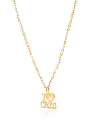 Gargantilha Elos Americanos I Love Cats Banhado a Ouro 18K