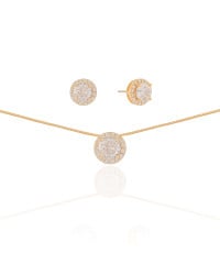 Conjunto Ponto de Luz Cravejado Cristal Banhado a Ouro 18K
