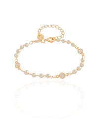 Pulseira Pérolas Pontos de Luz Cristal Banhado a Ouro 18K