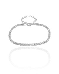 Pulseira Malha Morango 3 mm Ródio Branco