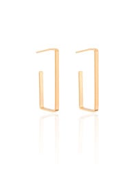 Brinco Argola Retangular Lisa 3.2 cm Banhado a Ouro 18K
