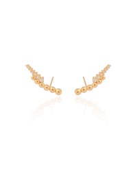 Ear Cuff Bolas Cravejado Cristal Banhado a Ouro 18K