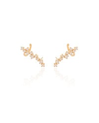 Ear Cuff Pontos de Luz Cristal Banhado a Ouro 18K