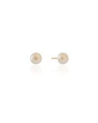 Brinco Pérola Achatada 8 mm Banhado a Ouro 18K