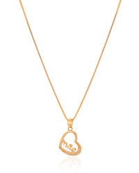 Gargantilha Coração Mãe Cravejado Cristal Banhado a Ouro 18K - 45 cm