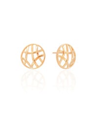Brinco Redondo Entrelaçado Vazado Banhado a Ouro 18K