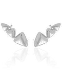 Ear Cuff Triângulos Lisos Ródio Branco