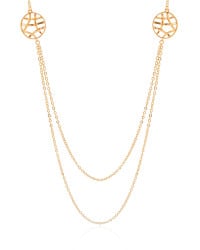 Gargantilha Longa Elos Americanos Redondo Entrelaçado Banhado a Ouro 18K