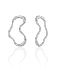 Brinco Orgânico Liso Vazado Ródio Branco