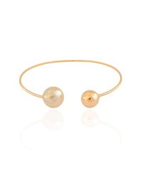 Bracelete Bola Lisa e Pérola Banhado a Ouro 18K