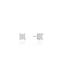 Brinco Ponto de Luz Quadrado Zircônia 6 mm Ródio Branco
