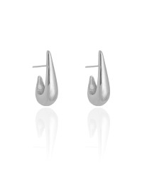 Brinco Argola Gota Lisa 3cm Ródio Branco