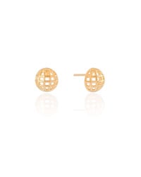 Brinco Meia Bola Tela 1.2 cm Banhado a Ouro 18K