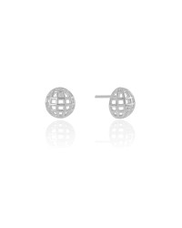 Brinco Meia Bola Tela 1.2 cm Ródio Branco
