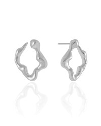 Brinco Orgânico Liso Vazado 3.1 cm Ródio Branco