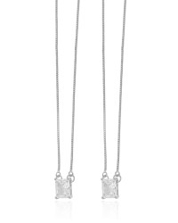 Escapulário Retângulos Cristal Ródio Branco - 65 cm