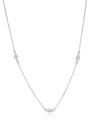 Gargantilha Longa Veneziana Ponto de Luz Cristal Ródio Branco - 80 cm