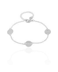 Pulseira Elos Plaquinhas Lisas Ródio Branco