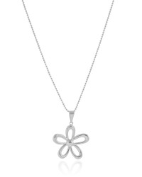 Gargantilha Bolinhas Flor Lisa Ródio Branco - 40 cm