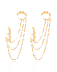 Ear Line Bolas Lisas Banhado a Ouro 18K