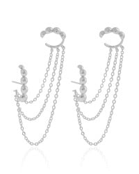 Ear Line Bolas Lisas Ródio Branco