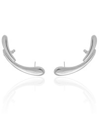 Ear Cuff Orgânico Liso Ródio Branco
