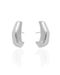 Ear Hook Geométrico Liso 3.2 cm Ródio Branco