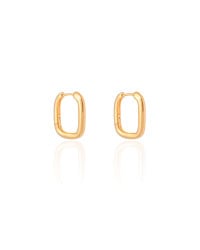 Brinco Argola Click Retangular Lisa 1.7 cm Banhado a Ouro 18K