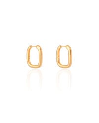 Brinco Argola Click Retangular Lisa 1.7 cm Banhado a Ouro 18K