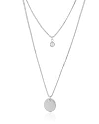 Gargantilha Dupla Redondo e Ponto de Luz Cristal Ródio Branco