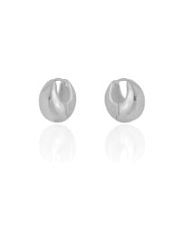 Brinco Argola Click Abaulada Lisa 1.7 cm Ródio Branco