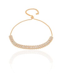 Pulseira Baguetes Zircônia Fecho Gravata Banhado a Ouro 18K - 20 cm