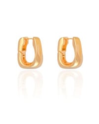 Brinco Argola Quadrada Torcida 2.5 cm Banhado a Ouro 18K