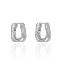 Brinco Argola Quadrada Torcida Ródio Branco