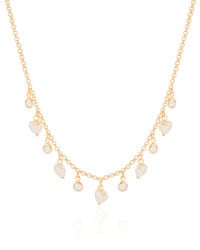 Choker Elos Pontos de Luz Cristal Pérolas Coração Banhado a Ouro 18K