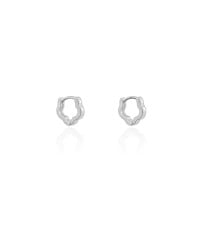 Brinco Argola Click Flor 1.0 cm Ródio Branco