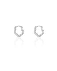 Brinco Argola Click Flor 1.4 cm Ródio Branco