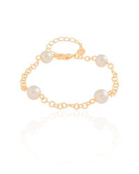 Pulseira Elos Americanos Pérolas Banhado a Ouro 18K