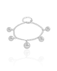 Pulseira Elos Bolas Lisas Ródio Branco