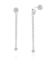 Ear Jacket Fio Elos Portugueses Bolas Lisas 7.3 cm Ródio Branco