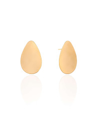 Brinco Gota Flat Lisa 2.4 cm  Banhado a Ouro 18K