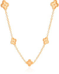 Gargantilha Longa Trevos Riscados Banhado a Ouro 18K - 80 cm