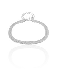 Pulseira Malha Fita 5 mm Ródio Branco