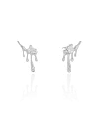 Ear Cuff Orgânico Derretido Ponto de Luz Cristal 2.5 cm Ródio Branco